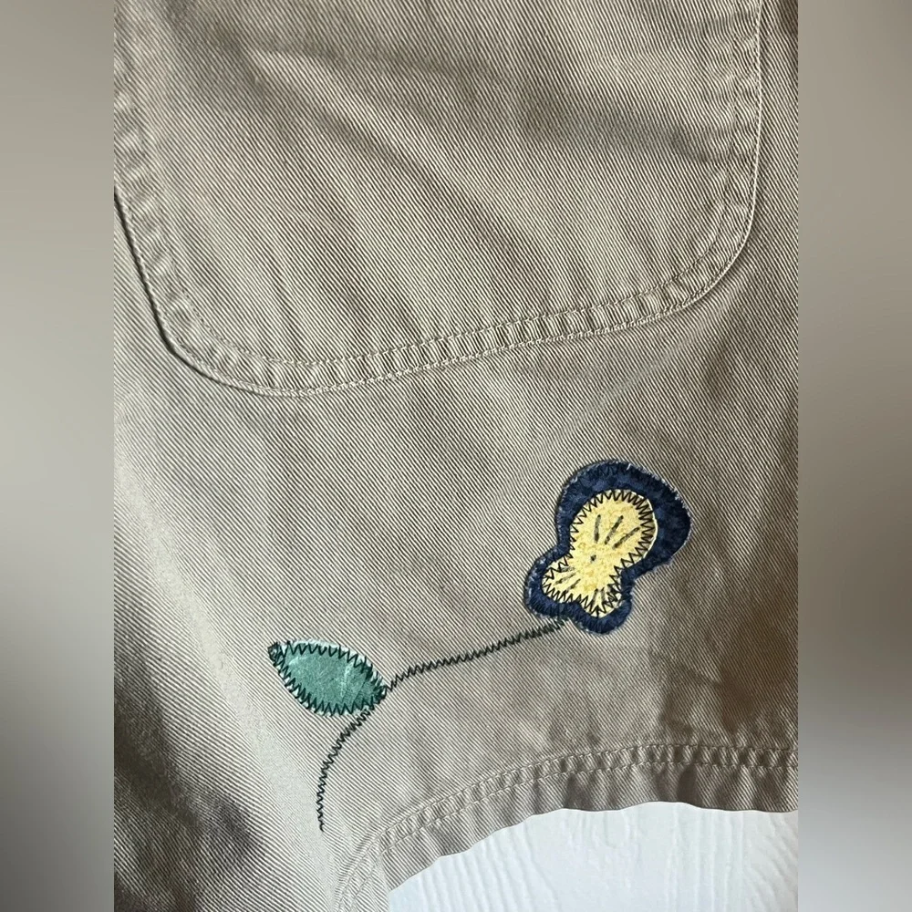 Vintage Haiks XL Patchwork Embroidered Bird House Floral Beige Overalls. - Picture 5 of 12